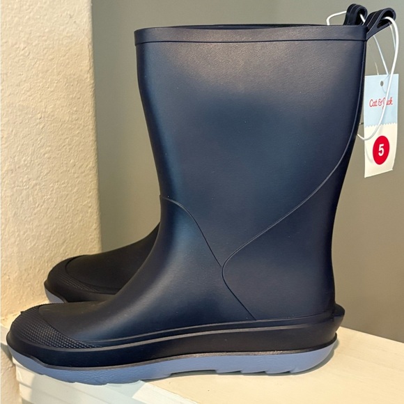 NEW w/tag Cat & Jack Andy Slip On Rain Boots Navy Youth Size 5 - Picture 4 of 8